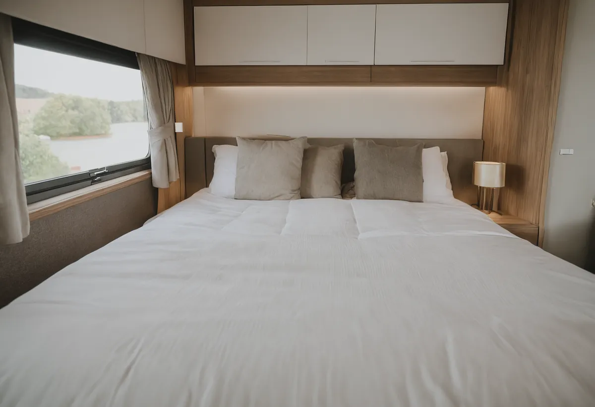 Hochwertige Matratze im Wohnwagen-Doppelbett