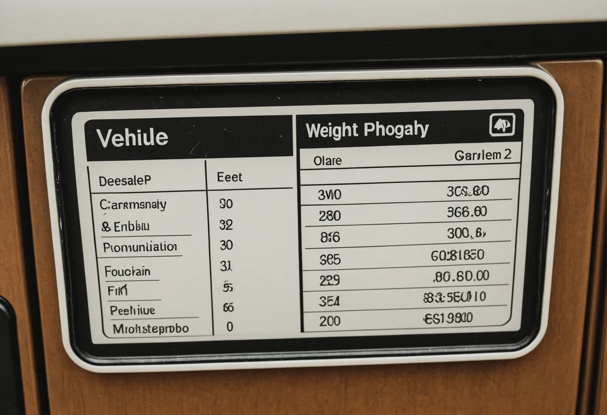 Wohnwagen auf einer Fahrzeugwaage mit Gewichtsanzeige