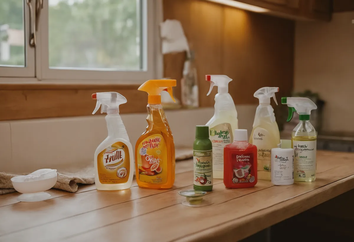 Putzutensilien im Wohnwagen-Innenraum