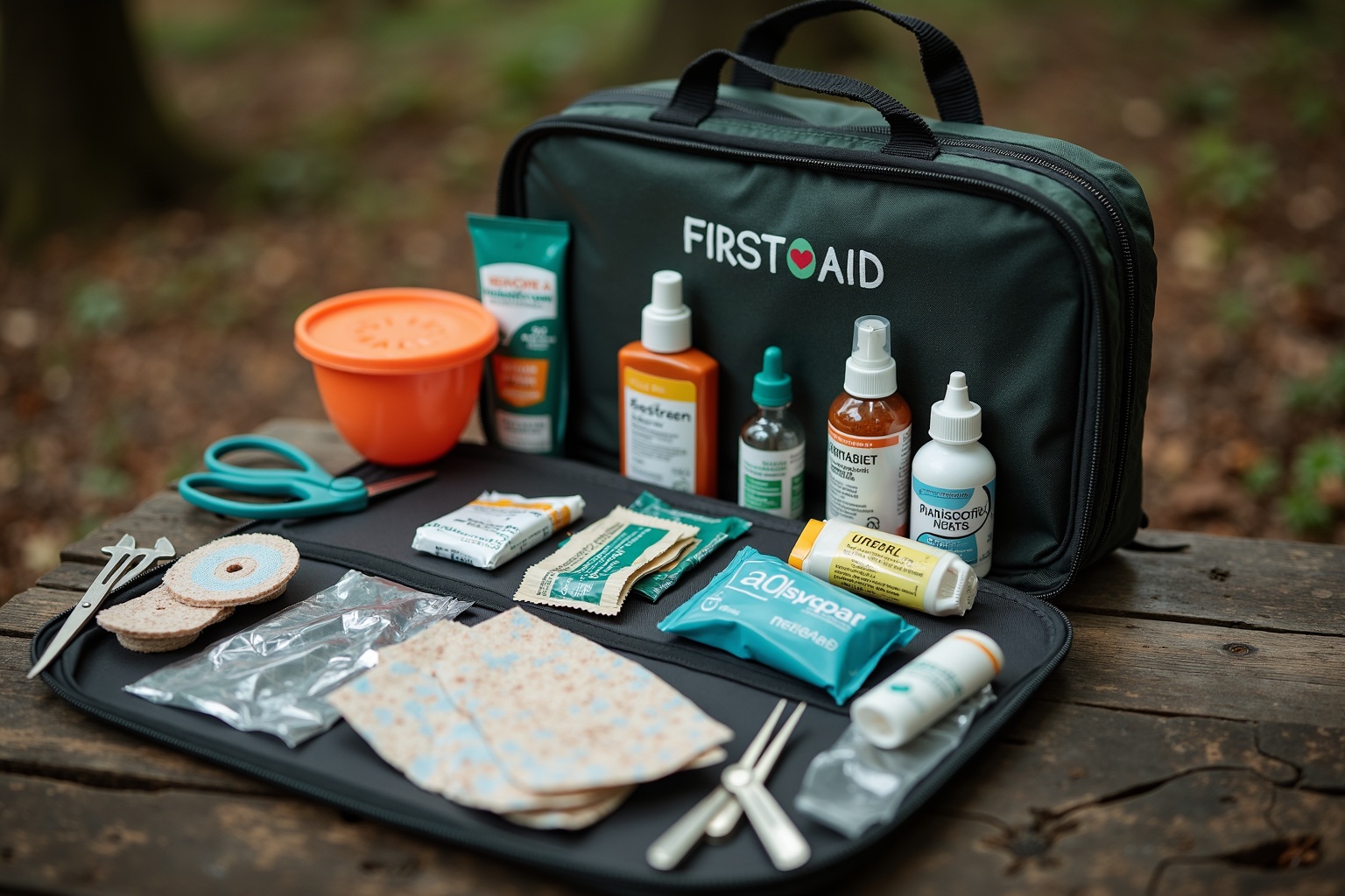 Reiseapotheke mit Medikamenten im Wohnwagen